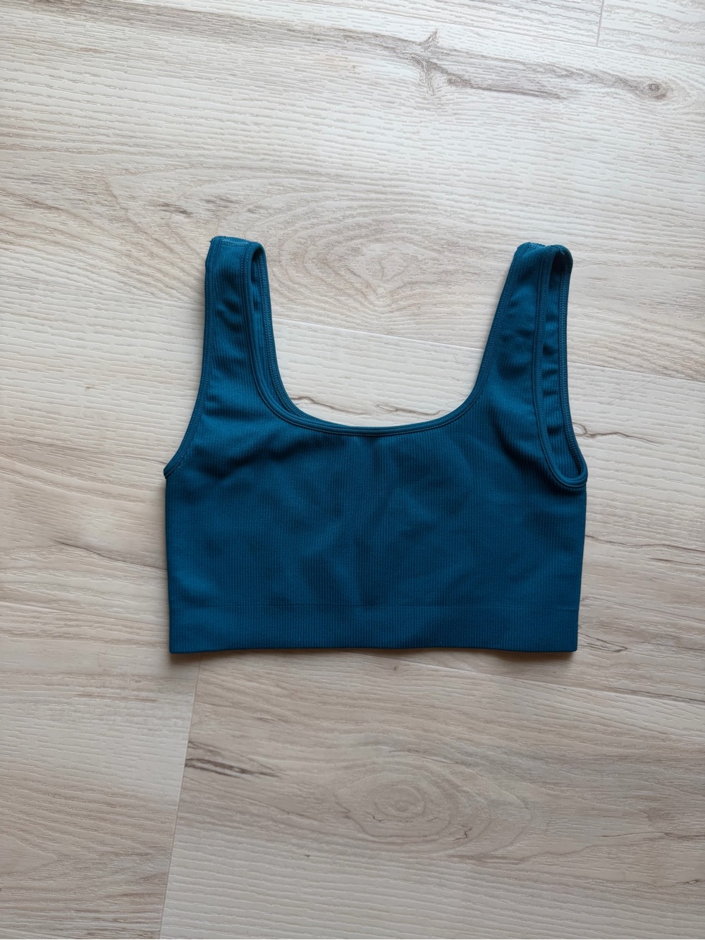 SET Active Teal Ribbed Scoop Crop Top - Picture 2 of 5